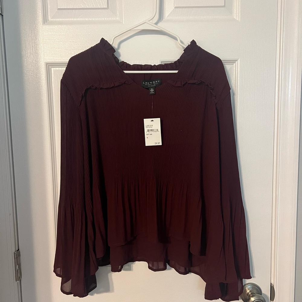 Laundry By Shelli Segal Red Ruffled Blouse